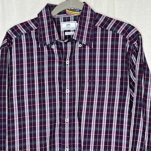 Southern Tide Men Purple Green Plaid Button Front Shirt‎ Size Medium Classic Fit
